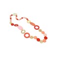 Collier sautoir vintage ronds nuances rouge orange
