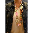 Collier sautoir vintage multicolore
