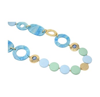 Collier sautoir vintage nuances bleu