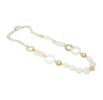 Collier sautoir vintage nuances blanches