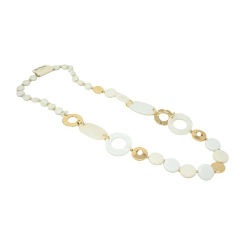 Collier sautoir vintage nuances blanches