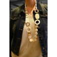 Collier sautoir vintage nuances blanches