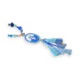 Collier sautoir nuances bleu médaillon ovale