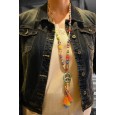 Collier sautoir multicolore médaillon peace and love