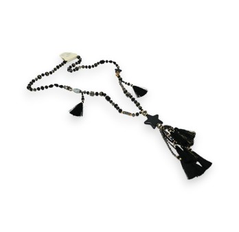 Collier sautoir noir étoile filante