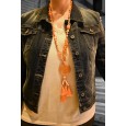 Collier sautoir orange médaillon arbre de vie