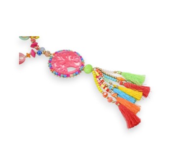 Collier sautoir multicolore arbre de vie