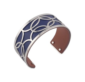 Bracelet manchette bleu marine et marron