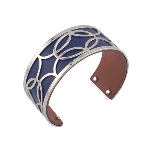 Bracelet manchette bleu marine et marron