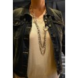 Collier sautoir chaine 2 couleurs coeur