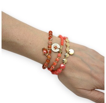 Bracelet perles 3Pièces nuances orange