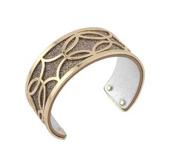 Bracelet manchette marron paillette et argent