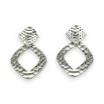 Boucles d'oreilles fantaisies argentées brossées et martelées