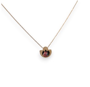 Collier acier rose cuivré forme géométrique rose marbré