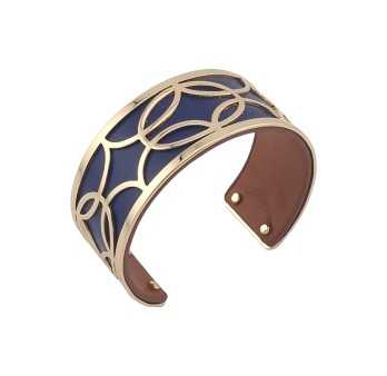 Bracelet manchette bleu marine et marron finition dorée