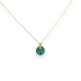 Collier acier doré médaillon rond turquoise