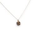 Collier acier cuivré rose médaillon moucheté rose et noir translucide