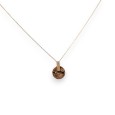 Collier acier cuivré rose médaillon rond nuances de beige marbré