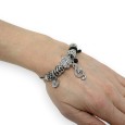Bracelet charms rigide argenté et noir clé de sol