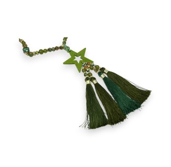 Collier sautoir étoile nuances vertes