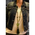 Collier sautoir étoile nuances vertes