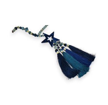 Collier sautoir étoile nuances bleu