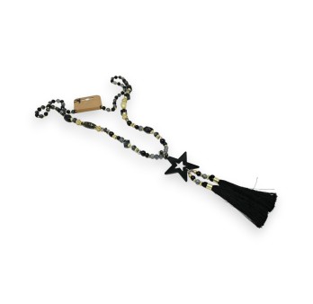 Collier sautoir étoile nuances noires