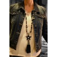 Collier sautoir étoile nuances noires