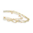 Collier sautoir fantaisie multi rangs doré et beige