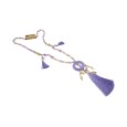 Collier sautoir fantaisie lilas médaillon rond pompon