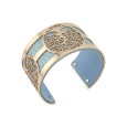 Bracelet manchette large arbre de vie doré simili cuir turquoise et bleu ciel