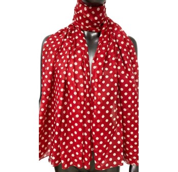 Foulard rouge pois blanc