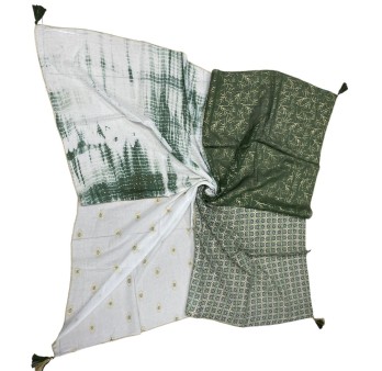 Foulard 4 faces patchwork nuances kaki