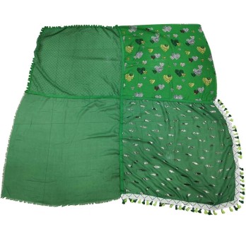 Foulard 4 faces patchwork vert brésil cœur et plume