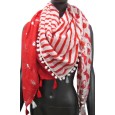 Foulard 4 faces rouge patchwork marinière et chat