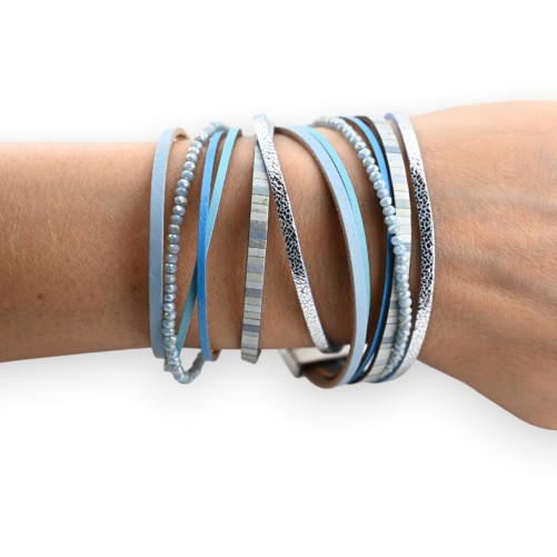 Bracelet Double bleu ciel et perles