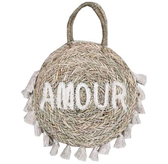 Sac panier rond Amour avec ses pompons