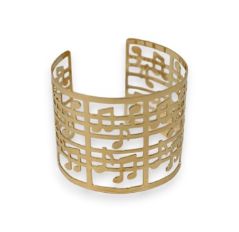 Bracelet manchette doré notes de musique