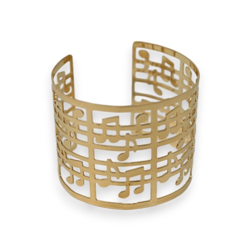 Bracelet manchette doré notes de musique