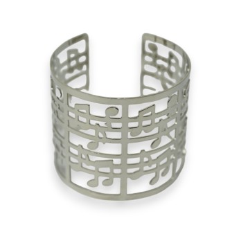 Bracelet manchette argenté notes de musique