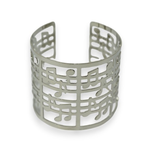 Bracelet manchette argenté notes de musique