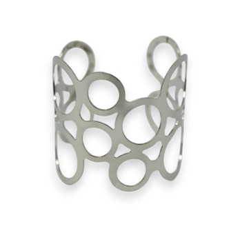 Bracelet manchette argenté motif rond