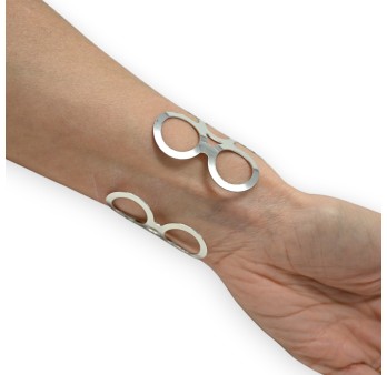 Bracelet manchette argenté motif rond
