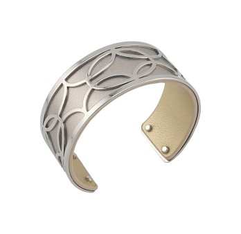 Bracelet manchette finitions argenté simili cuir argenté et doré