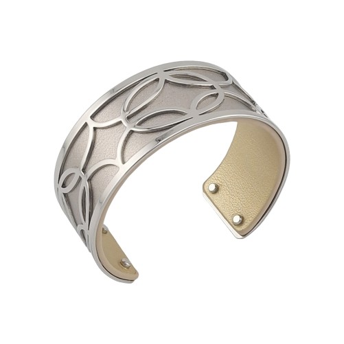 Bracelet manchette finitions argenté simili cuir argenté et doré