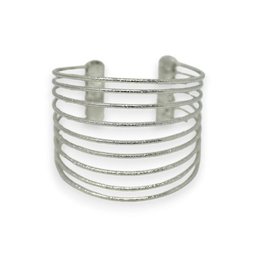 Bracelet manchette argenté fines bandes ajourées