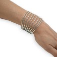 Bracelet manchette argenté fines bandes ajourées