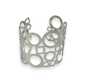 Bracelet manchette argenté forme géométrique