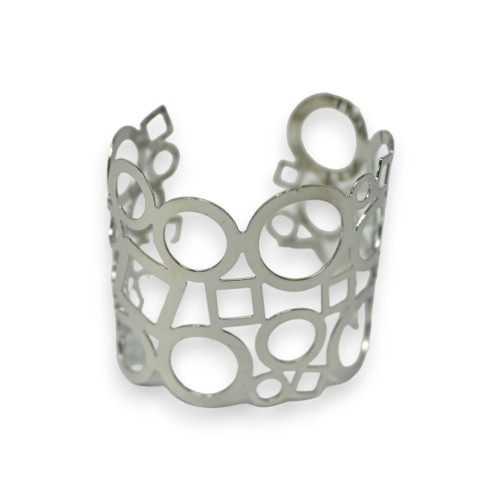 Bracelet manchette argenté forme géométrique