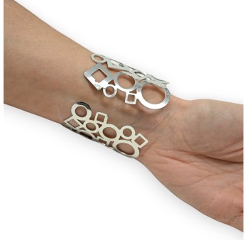 Bracelet manchette argenté forme géométrique
